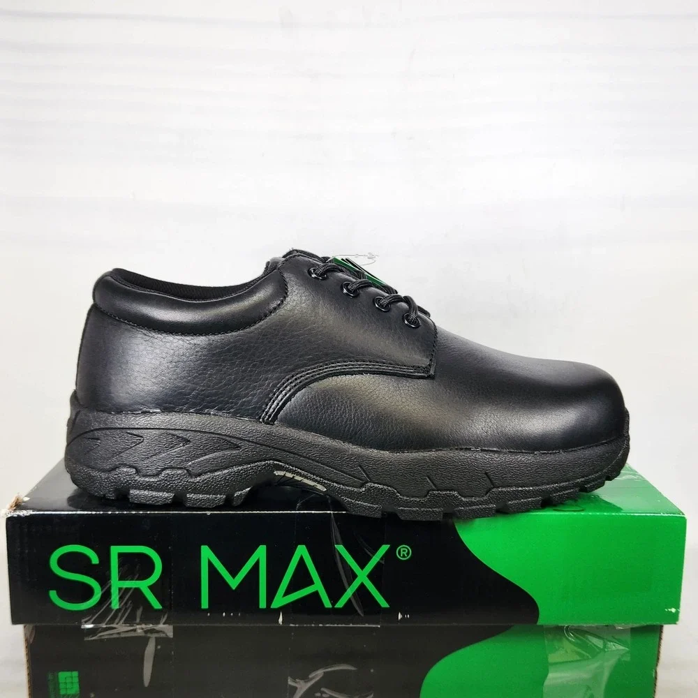 SR Max Burke Work Oxford Men Size 12 WIDE Black Composite Safety Toe Slip Resist